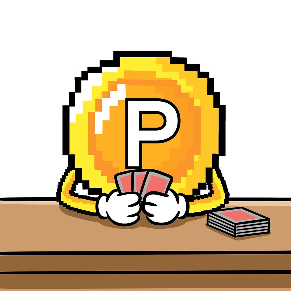 Mascot explaining the coin with a speech bubble